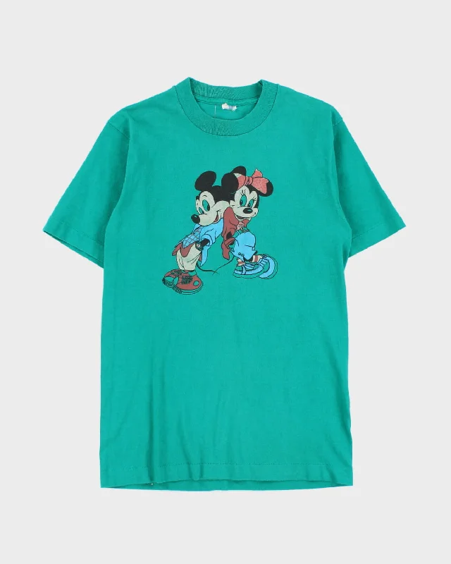 80's Mickey and Minnie Mouse T-Shirt - S - M Nylon Fabric Polyester Fabric Spandex Fabric
