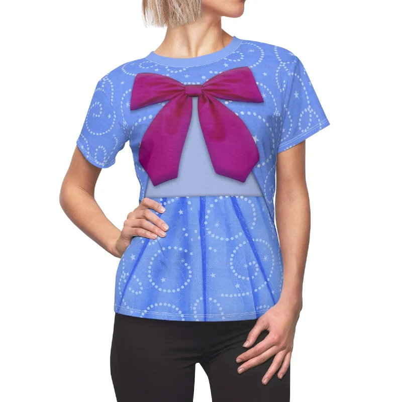 Fairy Godmother Women Shirt, Cinderella Costume Fashionable Plaid Short Sleeve