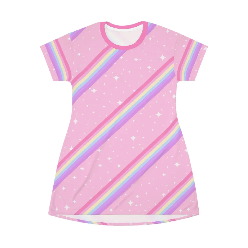 Kawaii Sparkle Cake Rainbow Beam All Over Print T-Shirt Mini Dress Oversized T-Shirt Spandex breathable Kawaii Sparkle Cake Rainbow Beam All Over Print T-Shirt Mini Dress Oversized T-Shirt Spandex breathable