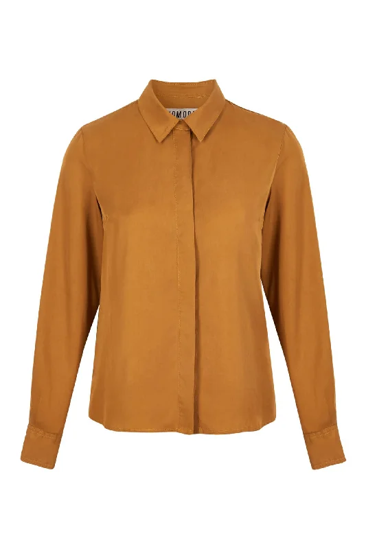 Kenji Tencel Shirt Ginger Cozy Knit Short Sleeve Top