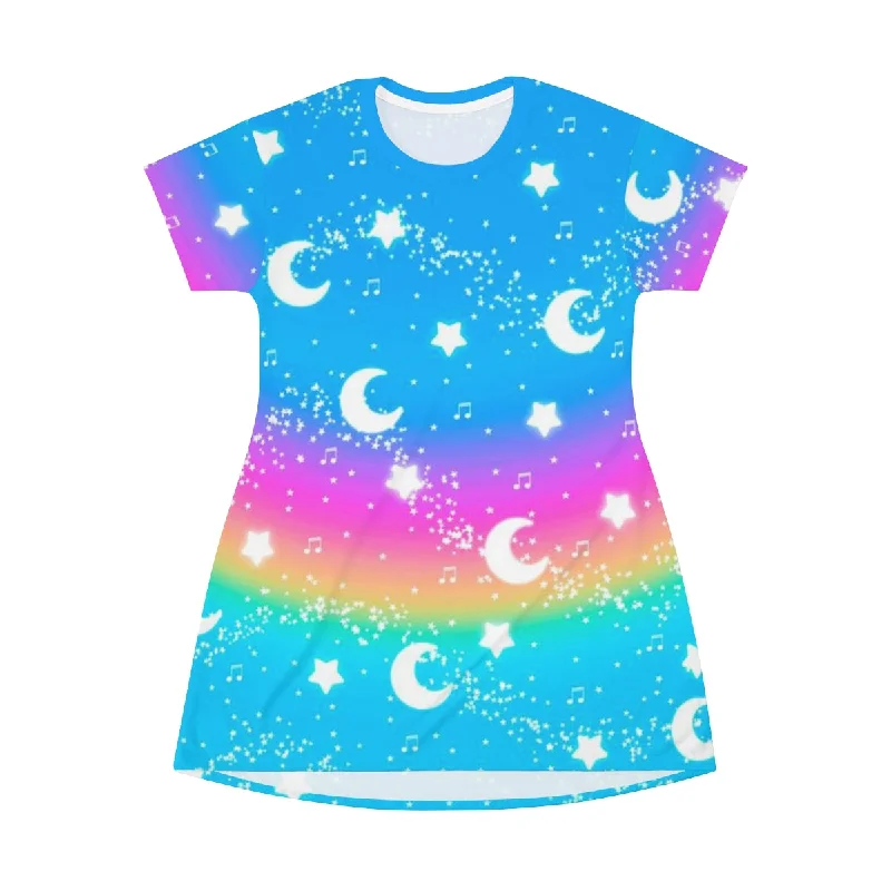 Magical Fairy Time (Rainbow Sunny Day) All Over Print T-Shirt Mini Dress Collared T-Shirt Boat Neck A-Line Magical Fairy Time (Rainbow Sunny Day) All Over Print T-Shirt Mini Dress Collared T-Shirt Boat Neck A-Line