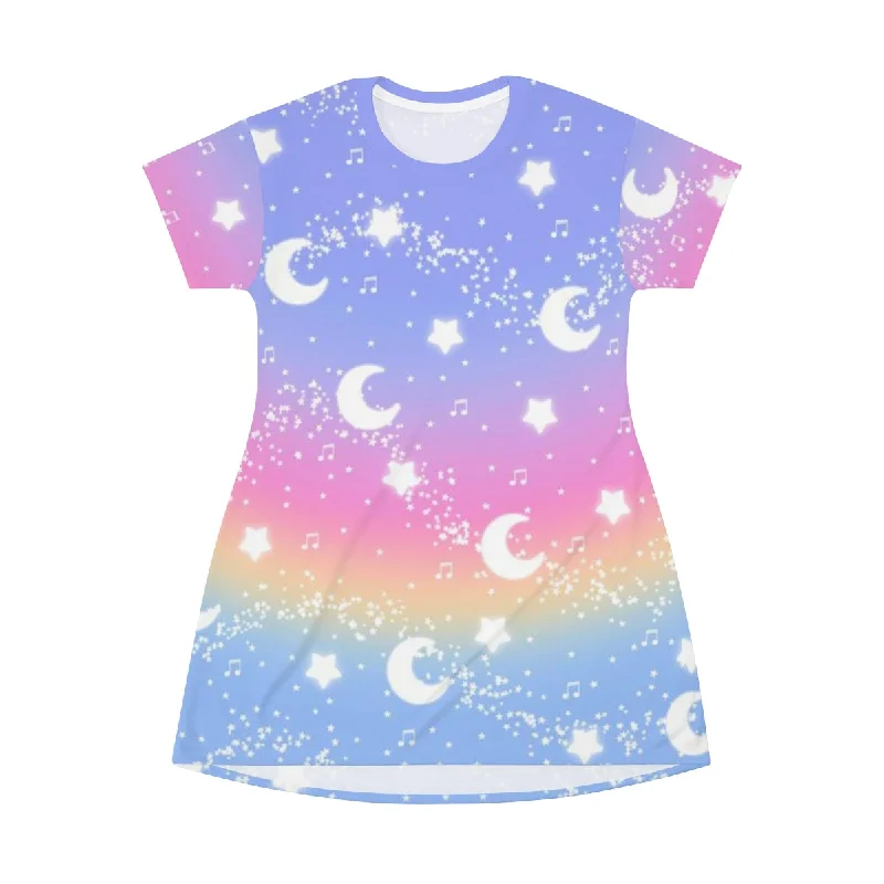 Magical Fairy Time (Rainbow Sunset) All Over Print T-Shirt Mini Dress Solid Color Striped Floral Magical Fairy Time (Rainbow Sunset) All Over Print T-Shirt Mini Dress Solid Color Striped Floral