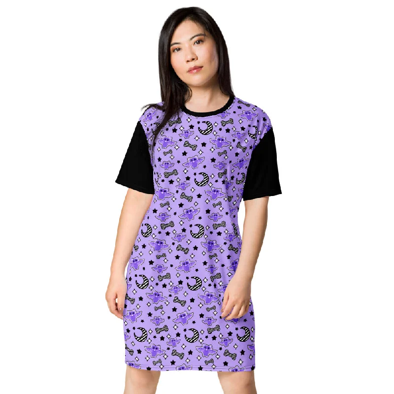 Magical Kawaii Spooky Bats Purple T-shirt dress Chenille Blend Fleece Blend Nylon Blend Magical Kawaii Spooky Bats Purple T-shirt dress Chenille Blend Fleece Blend Nylon Blend