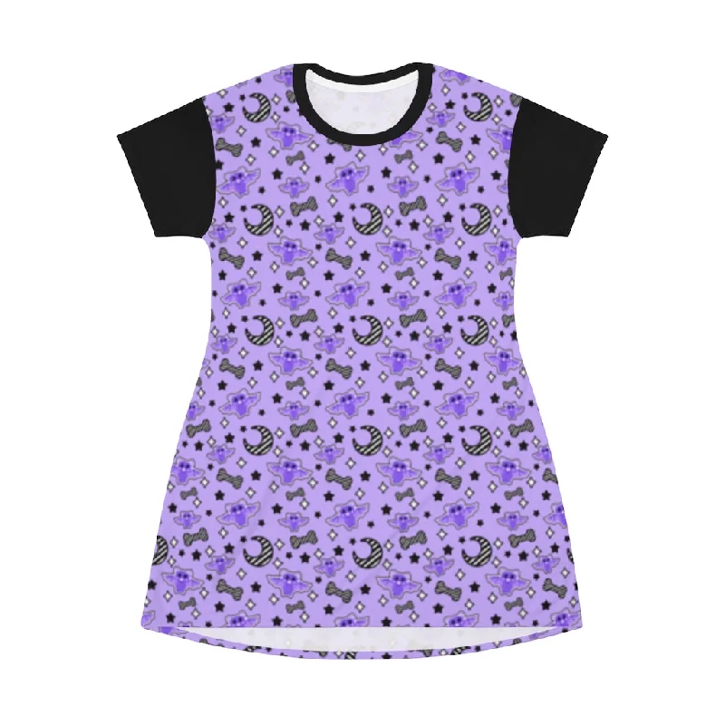 Magical Kawaii Spooky Bats Purple All Over Print T-Shirt Mini Dress Polka Dot Checkered Tartan Magical Kawaii Spooky Bats Purple All Over Print T-Shirt Mini Dress Polka Dot Checkered Tartan