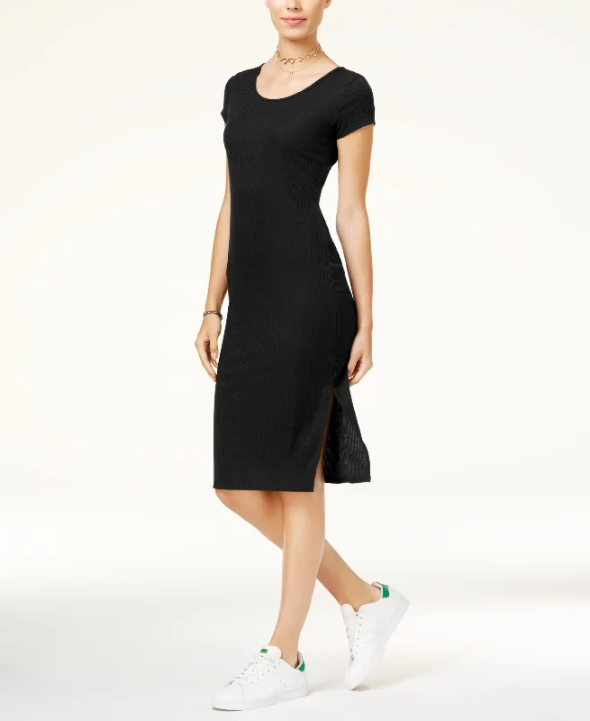 One Clothing Juniors Lace Up Rib Knit T-Shirt Dress Houndstooth Herringbone Solid
