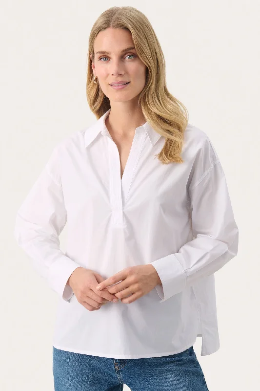Part Two 30308868 LynnePW Shirt Bright White Trendy Short Sleeve Blouse