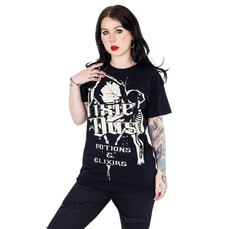 PIXIE POTIONS T SHIRT - BLACK Elegant High-Low Short Shirt