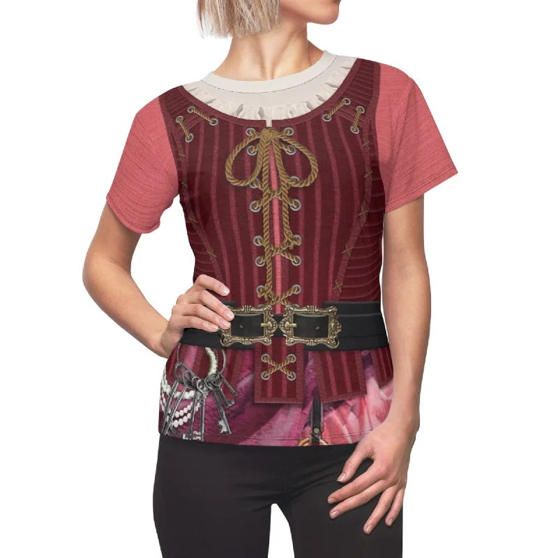 Redhead Women's Shirt, Pirates of the Caribbean Costume Chic Silk Short Sleeve Shirt Redhead Women's Shirt, Pirates of the Caribbean Costume Chic Silk Short Sleeve Shirt