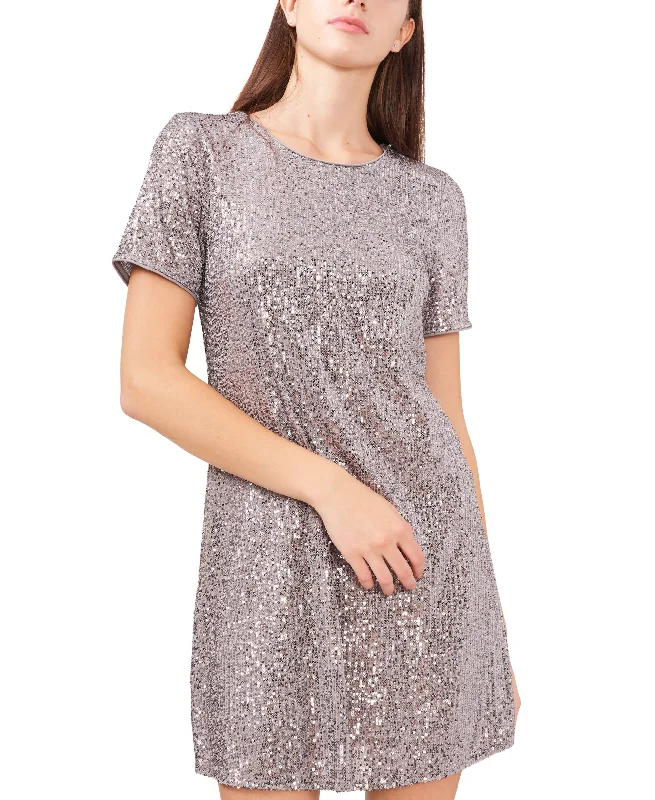 Riley Rae Sequin T-Shirt Dress Cotton Fabric Linen Fabric Terry Fabric