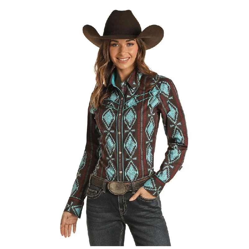 Rock & Roll Cowgirl Juniors Aztec Print Long Sleeve Snap Western Shirt Cozy Printed Short Shirt Rock & Roll Cowgirl Juniors Aztec Print Long Sleeve Snap Western Shirt Cozy Printed Short Shirt