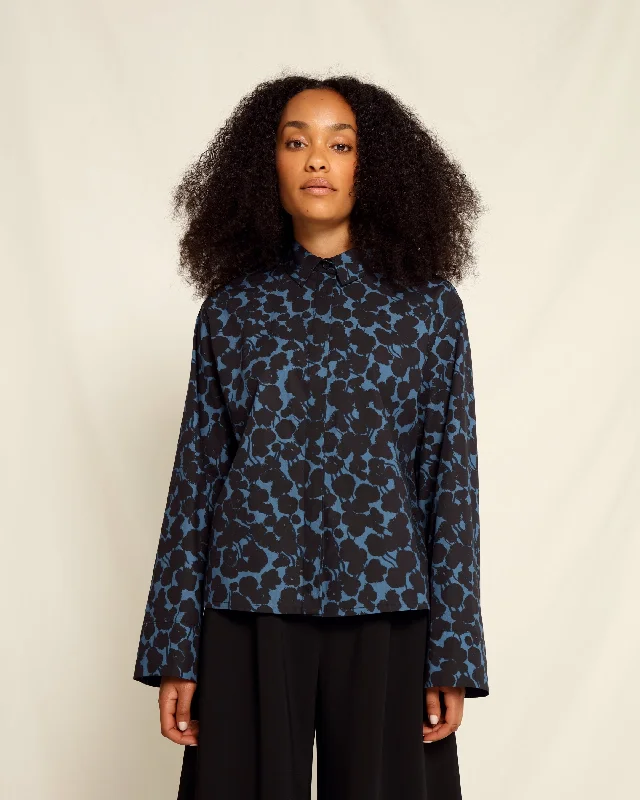 Bria Shirt Varret Small Blue Fashionable Draped Short Sleeve