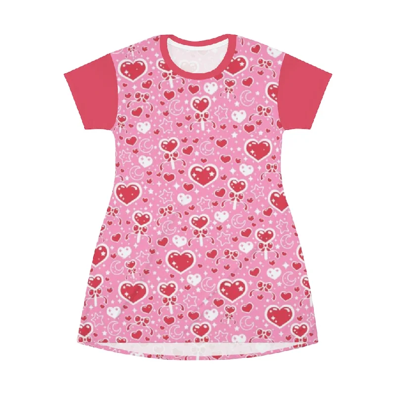 Sweet Feelings Pink All Over Print T-Shirt Mini Dress Chenille Fabric Brocade Fabric Lace Fabric Sweet Feelings Pink All Over Print T-Shirt Mini Dress Chenille Fabric Brocade Fabric Lace Fabric