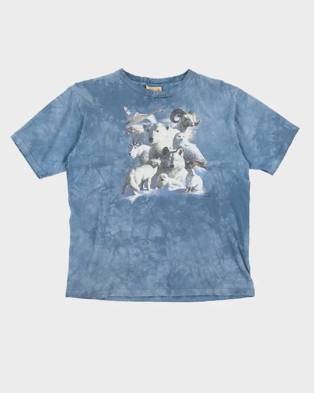 The Mountain Blue Animal Print T-Shirt - M Solid Color Striped Floral