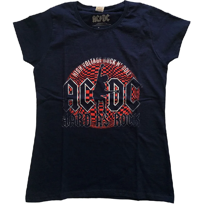 AC/DC Ladies T-Shirt: Hard As Rock Houndstooth Herringbone Solid