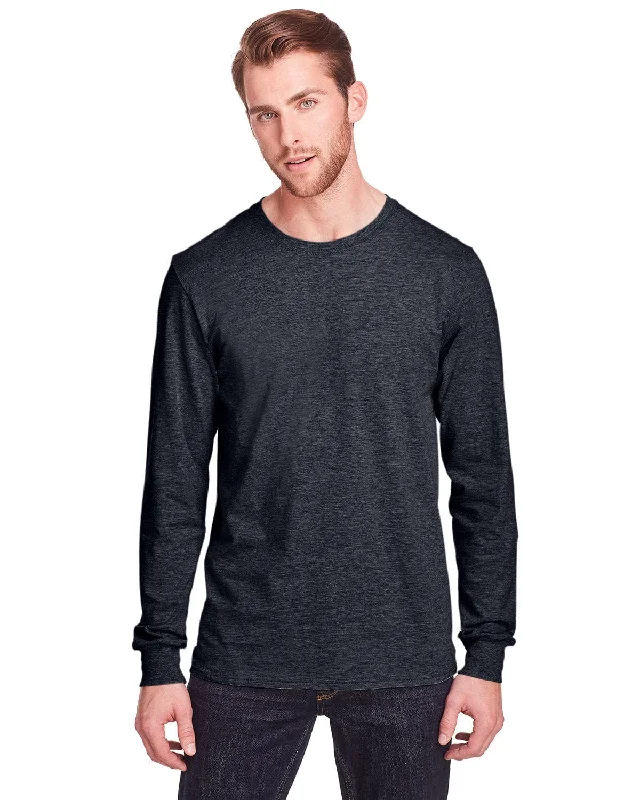 Fruit of the Loom Adult ICONIC Long Sleeve T-Shirt | Black Ink Heathr Houndstooth Herringbone Solid Fruit of the Loom Adult ICONIC Long Sleeve T-Shirt | Black Ink Heathr Houndstooth Herringbone Solid