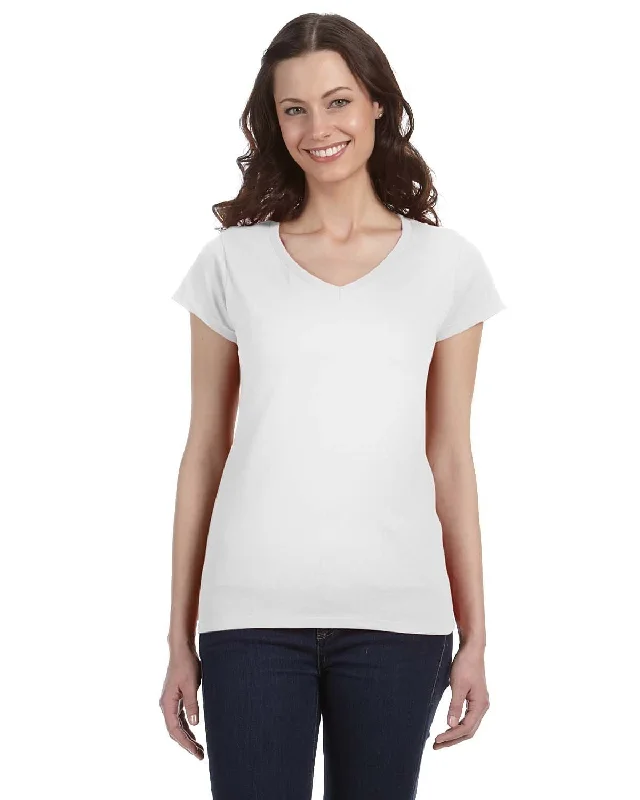 Gildan Ladies SoftStyle V-Neck T-Shirt | White Spandex Blend Rayon Blend Denim Blend Gildan Ladies SoftStyle V-Neck T-Shirt | White Spandex Blend Rayon Blend Denim Blend