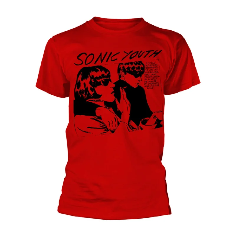 Sonic Youth Unisex T-shirt: Goo Album Cover (Red) Ribbed T-Shirt High Neck Heavyweight Sonic Youth Unisex T-shirt: Goo Album Cover (Red) Ribbed T-Shirt High Neck Heavyweight
