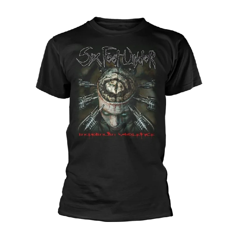 Six Feet Under Unisex T-shirt: Maximum Violence (back print) Cotton Fabric Linen Fabric Terry Fabric