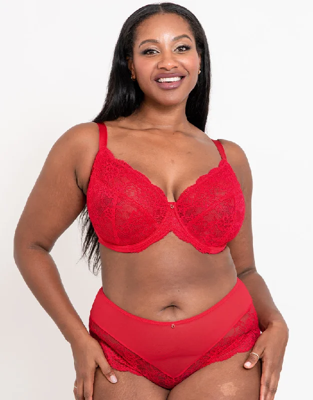 Ann Summers Sexy Lace Planet Plunge Bra Red Soft Mesh Bra