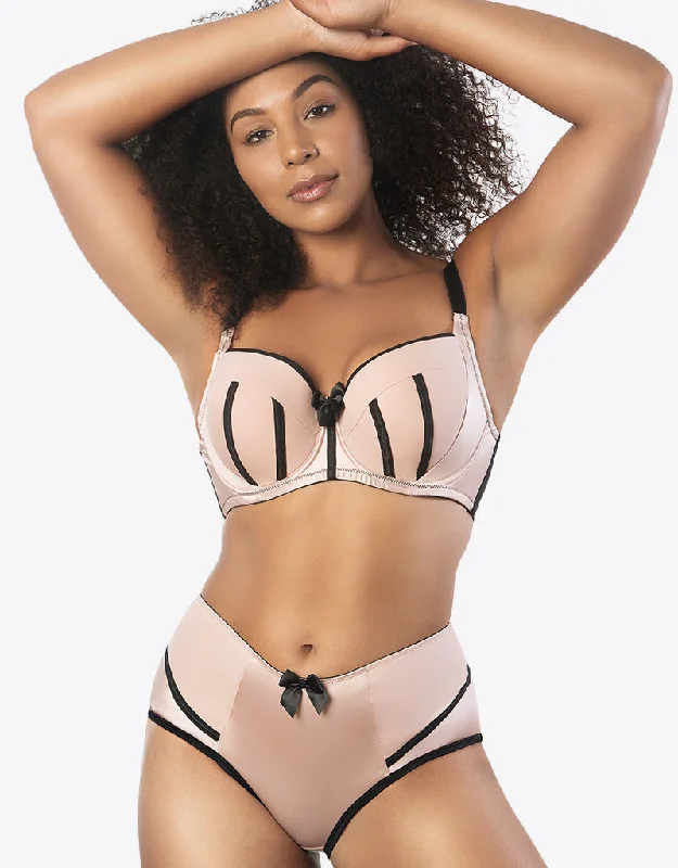 Parfait Charlotte Padded Balconette Bra Cameo Rose/Black Stylish Lace Bralette