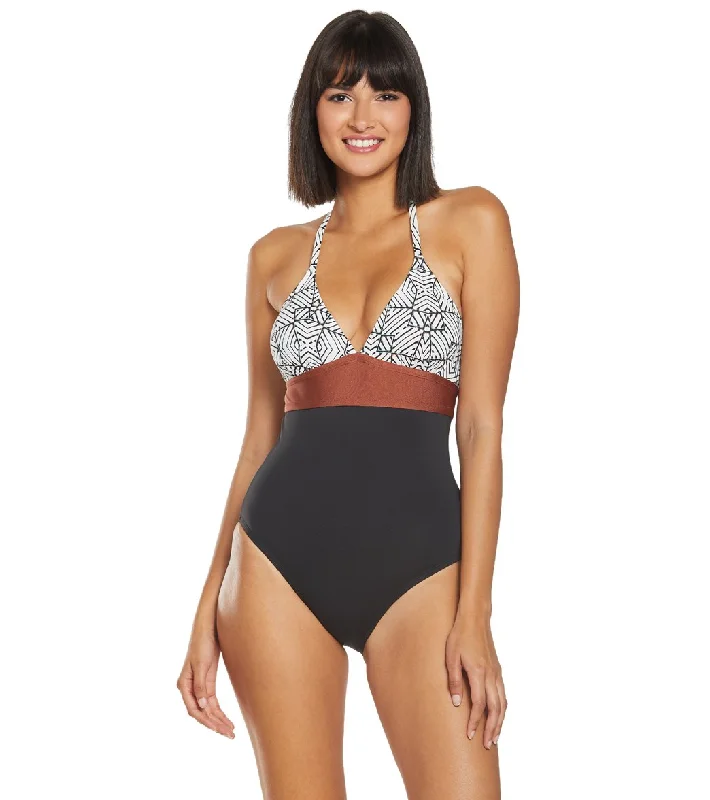 Carve Designs Dahlia One Piece Swimsuit White Tile Push-Up Bikini Bottoms