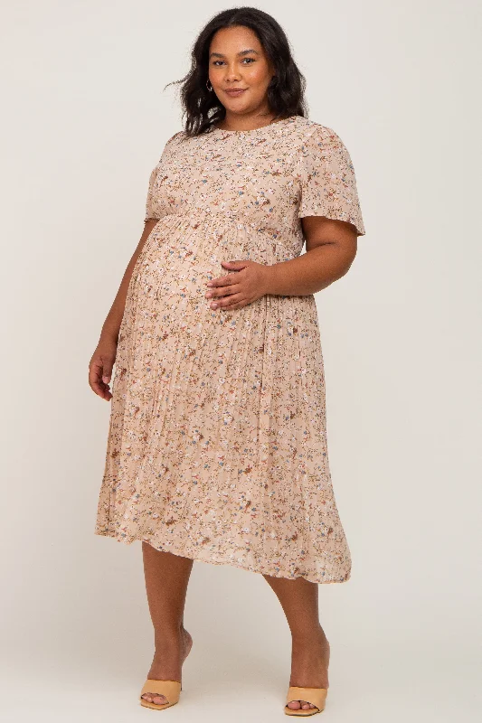 Beige Floral Pleated Chiffon Maternity Plus Midi Dress Stylish Animal Print Midi Dress Beige Floral Pleated Chiffon Maternity Plus Midi Dress Stylish Animal Print Midi Dress