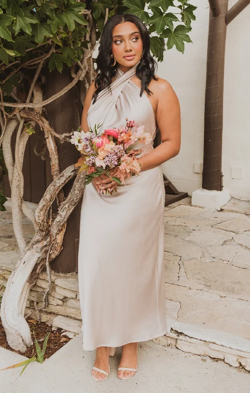 Jasmine Halter Midi Dress ~ Show Me The Ring Luxe Satin Elegant Pleated Detail Midi Dress Jasmine Halter Midi Dress ~ Show Me The Ring Luxe Satin Elegant Pleated Detail Midi Dress