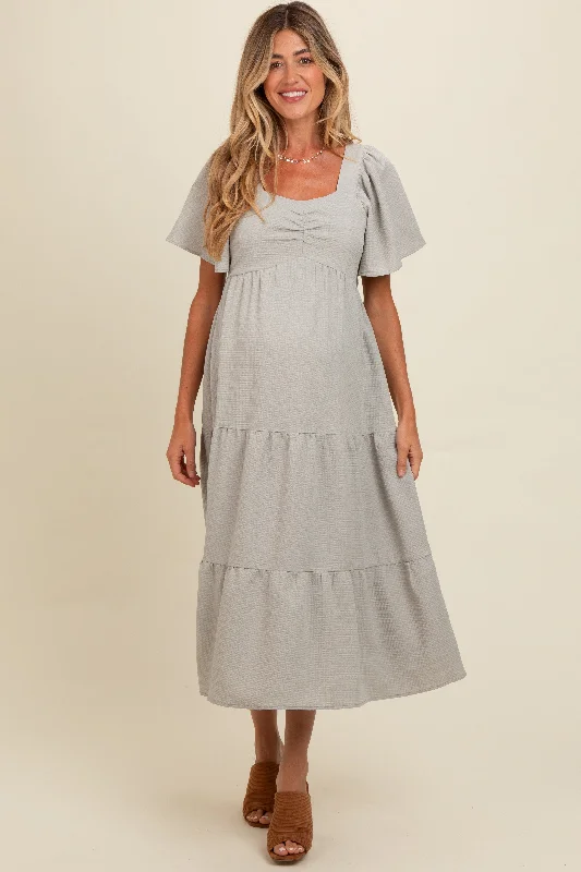 Light Olive Sweetheart Neck Short Puff Sleeve Tiered Maternity Midi Dress Stylish Halter Neck Midi Dress Light Olive Sweetheart Neck Short Puff Sleeve Tiered Maternity Midi Dress Stylish Halter Neck Midi Dress