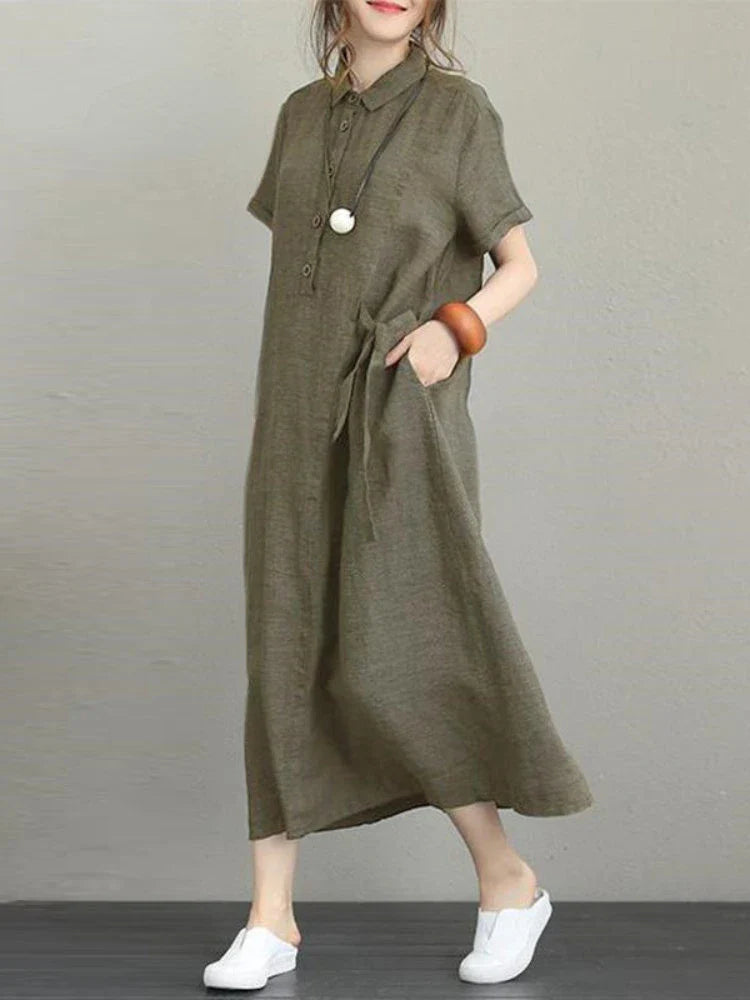 2024 Summer Cotton Linen Vintage Casual Loose Mid-length Maxi Dress Stylish Boho Maxi Dress 2024 Summer Cotton Linen Vintage Casual Loose Mid-length Maxi Dress Stylish Boho Maxi Dress