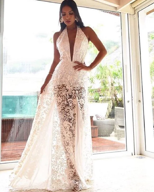 Women Lace Vestidos Dress Sexy Halter Neck Long Maxi Dress Comfortable Fit-and-Flare Maxi Dress Women Lace Vestidos Dress Sexy Halter Neck Long Maxi Dress Comfortable Fit-and-Flare Maxi Dress