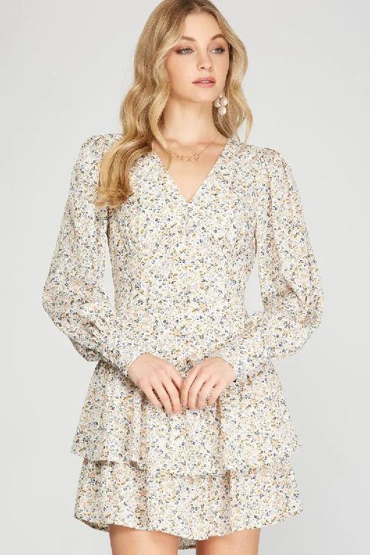 ROSE FLORAL PRINT BUTTON DOWN CUFF LONG SLEEVES MINI DRESS SS8703 Trendy Crossover Mini Dress ROSE FLORAL PRINT BUTTON DOWN CUFF LONG SLEEVES MINI DRESS SS8703 Trendy Crossover Mini Dress