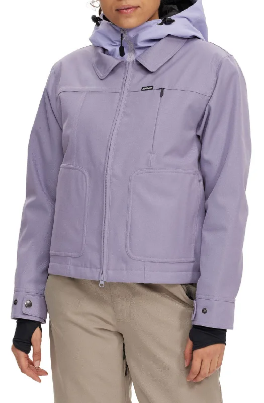 Airblaster Chore Jacket Womens Lavender Notch Collar Jacket Peter Pan Collar Jacket Cowl Neck Jacket