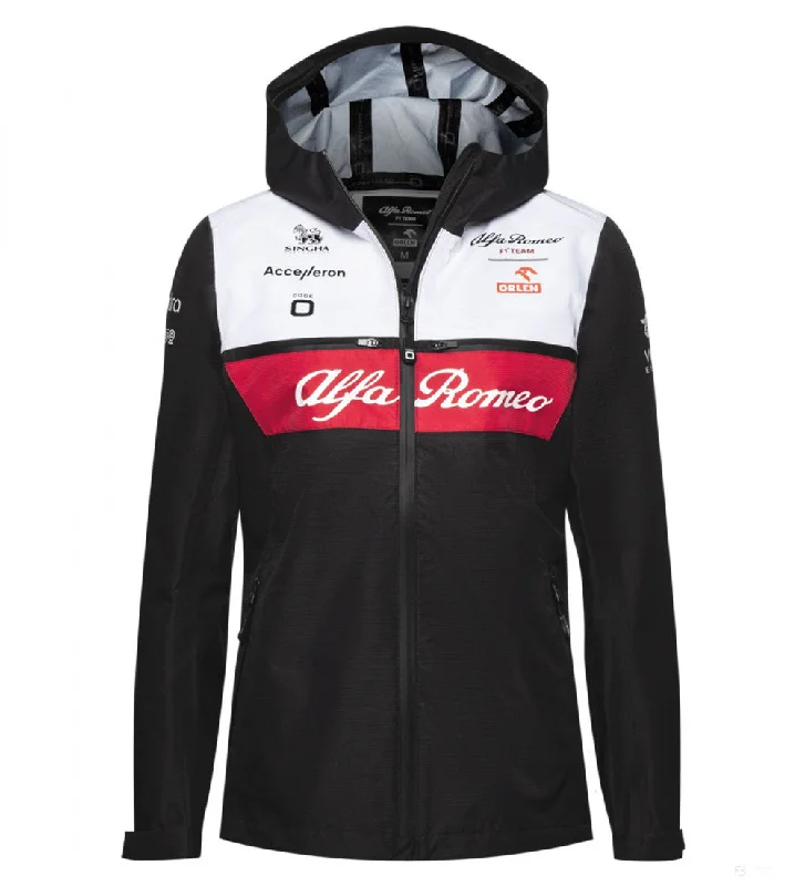 Alfa Romeo Womens Team Rain Jacket, Black, 2022 Print Jacket Jacquard Jacket Patchwork Jacket