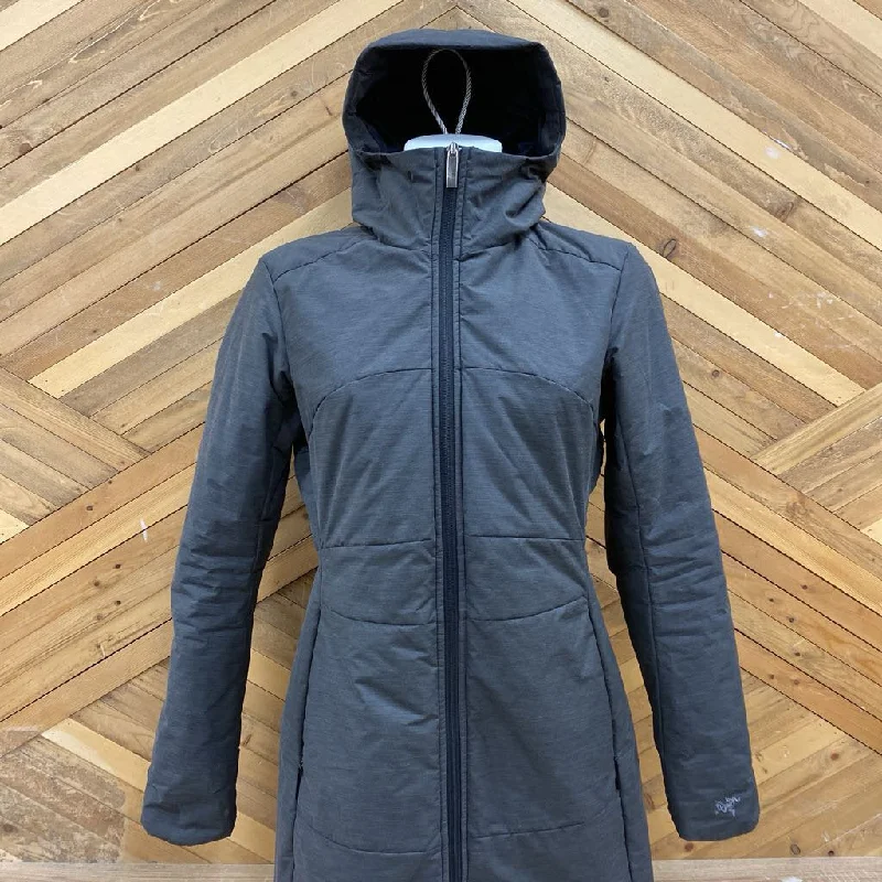 Arc'teryx - Women's Darrah Coat Long Insulated Jacket - MSRP $400: Grey-women-SM Notch Collar Peter Pan Collar Cowl Neck Arc'teryx - Women's Darrah Coat Long Insulated Jacket - MSRP $400: Grey-women-SM Notch Collar Peter Pan Collar Cowl Neck