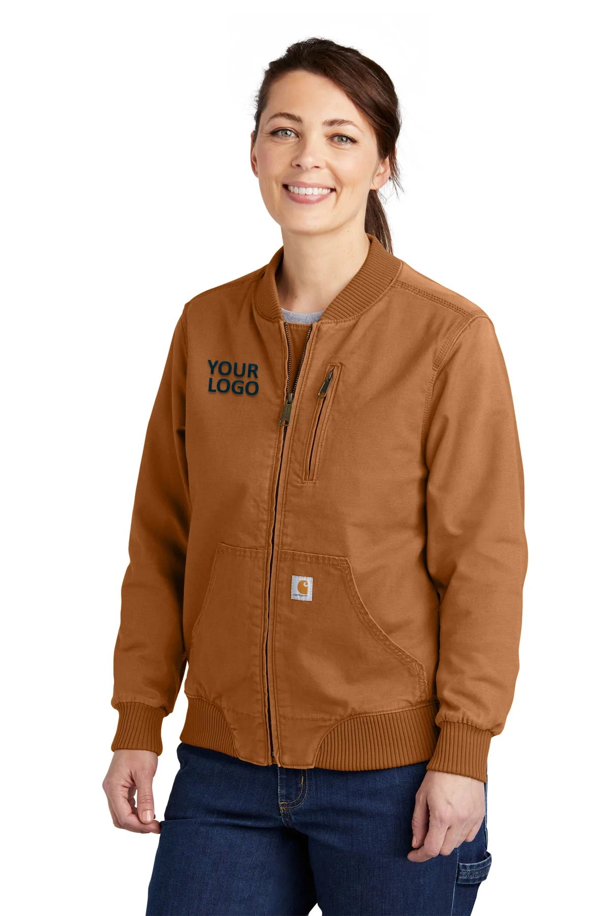 Carhartt Womens Crawford Branded Jackets, Carhartt Brown Appliqued Jacket Beaded Jacket Sequined Jacket