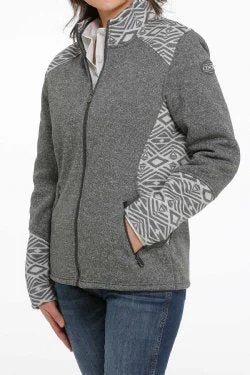 CINCH WOMEN'S GREY AZTEC SWEATER KNIT JACKET Corduroy Jacket Velvet Jacket Brocade Jacket