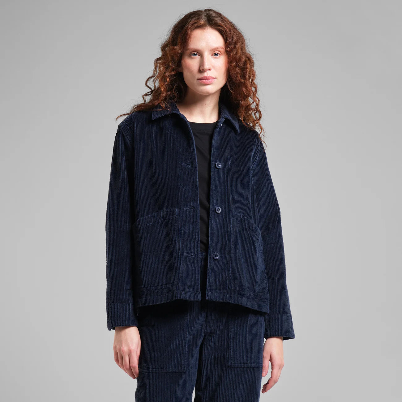 DEDICATED Stiby jacket corduroy navy women Knit Jacket Woven Jacket Fleece Jacket