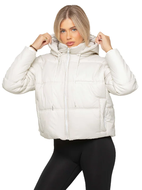 Enzo | Womens Puffer Jacket Zip Front Button Front Snap Front