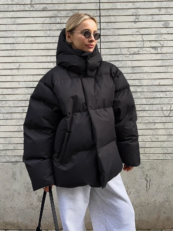 Fashion Coat With Removable Hood Cotton Jacket Winter Warm Windproof Loose Cotton Jacket Loose Parka Outerwear Clothing Denim Fabric Leather Fabric Suede Fabric