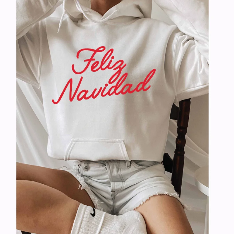 Feliz Navidad Hoodie Sweatshirt Hoodie with Zipper Versatile Modern