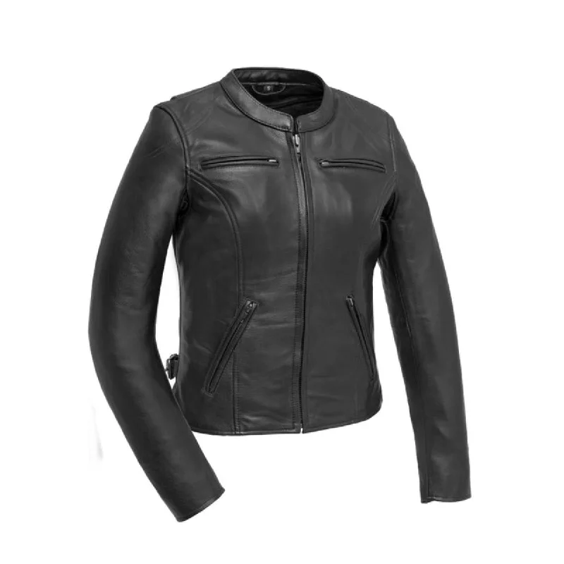First Manufacturing Competition - Women's Leather Motorcycle Jacket Striped Jacket Polka Dot Jacket Floral Jacket First Manufacturing Competition - Women's Leather Motorcycle Jacket Striped Jacket Polka Dot Jacket Floral Jacket