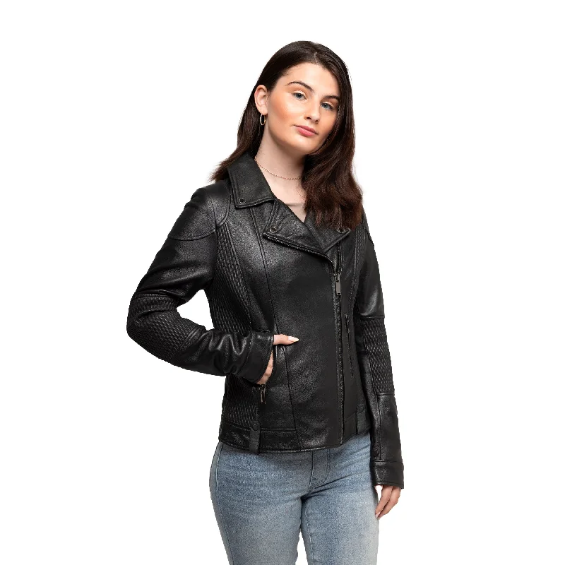 First Manufacturing Lindsay - Women's Fashion Leather Jacket, Black Appliqued Jacket Beaded Jacket Sequined Jacket First Manufacturing Lindsay - Women's Fashion Leather Jacket, Black Appliqued Jacket Beaded Jacket Sequined Jacket
