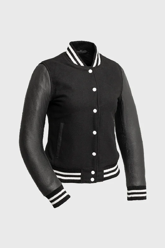 First Manufacturing Sara - Women's Varsity Jacket Cotton Fabric Linen Fabric Terry Fabric