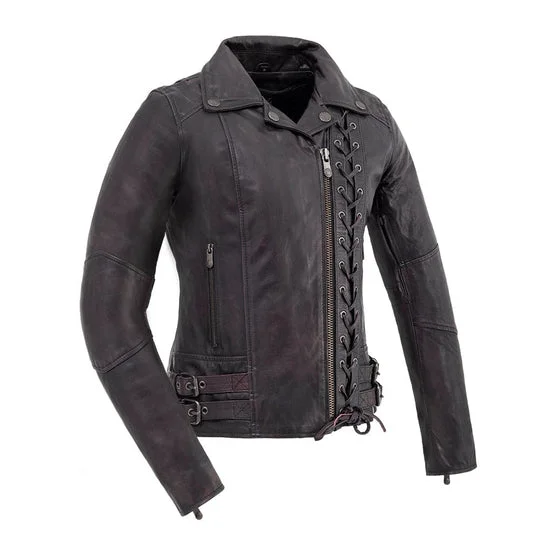 First Manufacturing Wildside - Women's Motorcycle Leather Jacket, Black Jacket Blazer Coat First Manufacturing Wildside - Women's Motorcycle Leather Jacket, Black Jacket Blazer Coat