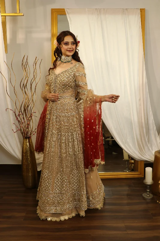 Golden zardozi hand embroidered Jacket set Appliqued Jacket Beaded Jacket Sequined Jacket