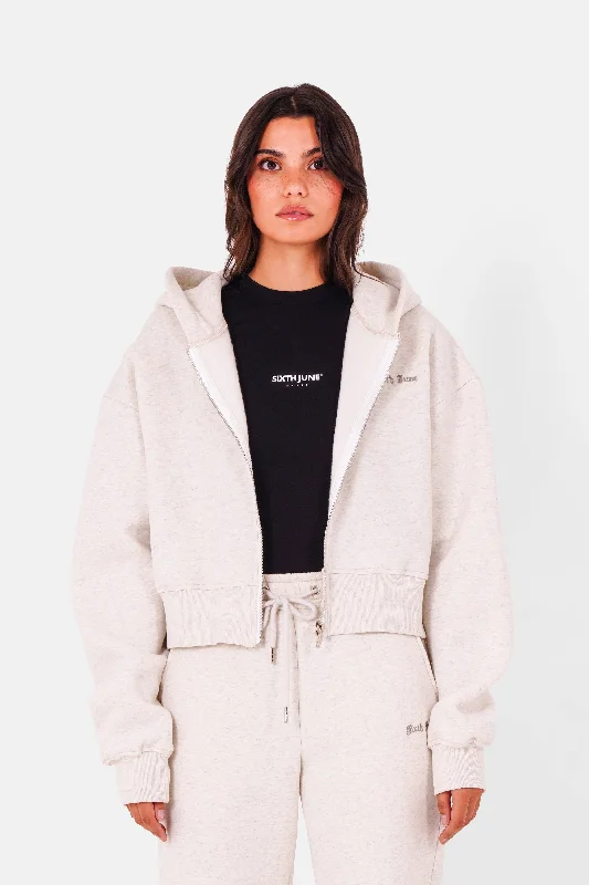 Sweatshirt logo brodé gotique Gris clair Hoodie with Puffed Sleeves Voluminous Trendy Sweatshirt logo brodé gotique Gris clair Hoodie with Puffed Sleeves Voluminous Trendy