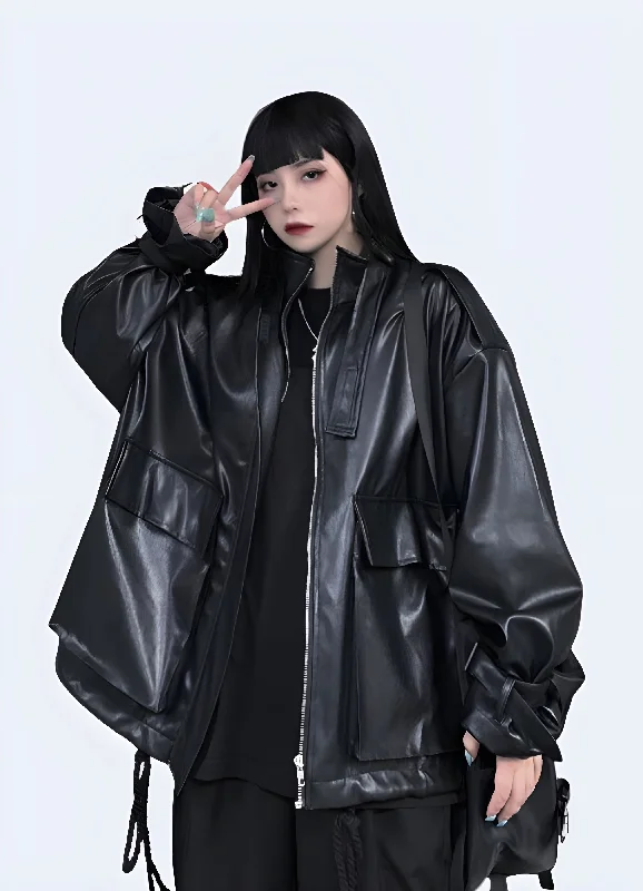 Gothic Leather Jacket Women's Chenille Fabric Brocade Fabric Lace Fabric