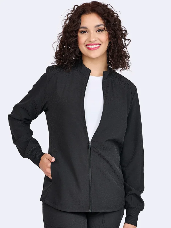 Jacquard - Women's Cheetah Warm-Up Jacket Tailored Jacket Straight Jacket A-Line Jacket