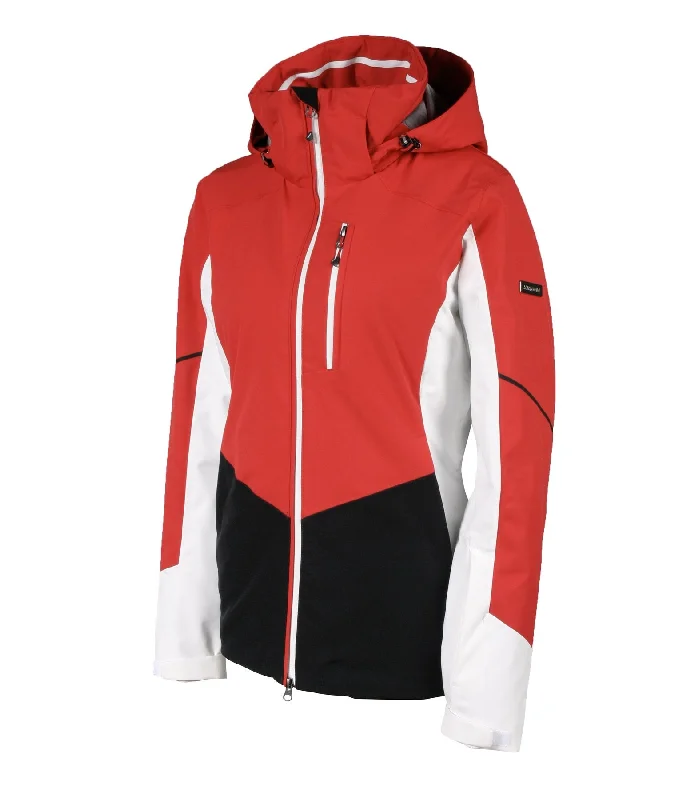 Karbon Amber Jacket Womens Red Hoodie Zip-Up Jacket Button-Up Jacket