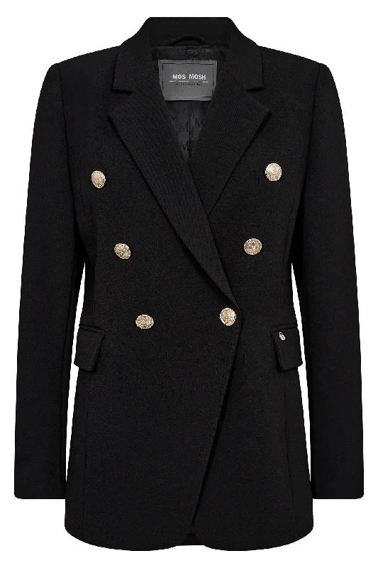 Mos Mosh 165070 Black Babeth Lunie Double Breasted Blazer Jacket Tiered Jacket Buttoned Jacket Zippered Jacket Mos Mosh 165070 Black Babeth Lunie Double Breasted Blazer Jacket Tiered Jacket Buttoned Jacket Zippered Jacket